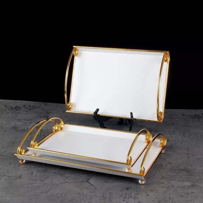 2022 New Arrival Modern Luxury Home Table Gold White Color Tray Metal Home Decor Serving Tray Home Decor Tray - Image 9