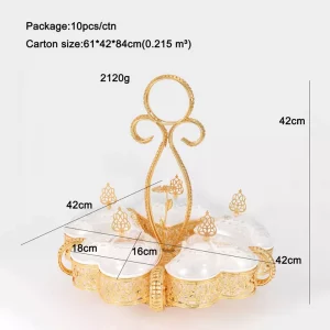 Gold Arabic Ramadan Tray Golden Fruit Snack Sweet Candy Dish Decorations For Home Muslim