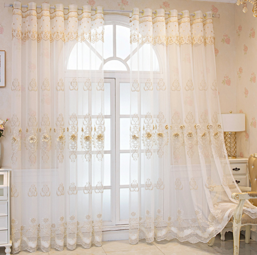High-grade atmosphere European style luxury embroidery window screen bedroom living room balcony bay window screen finished shading curtain fabric