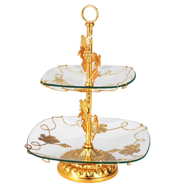 Luxury Ramadan Tray Iron Candy Box Fruit Dish Snacks Dry Fruit Service Tray For Home Table Decoration