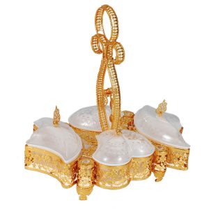 Portable Multi-layer Separated Plate Dish Gold Serving Tray Metal Candy Box Home Living Room Household Decoration Gift