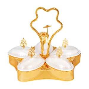 2022 Cake Snack Serving Dishes Sweet Chocolate Metal Plates Arabic Gold Serving Tray