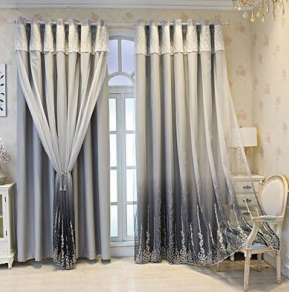 2020 New Design Double Layer Wholesale Curtains Living Room Hand Feather Embroidery Heavy Blackout Curtain Design - Image 4