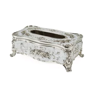 2022 Amazon Hot-selling Classic Rose Flower Pattern Zinc Alloy Tissue Box Cover Storage Home Decoration