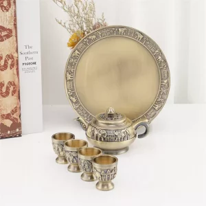 6 Pieces Set European Style Bronze Tea Set Retro Elephant Teapot Teacup Tray Gift Set Alloy Combination