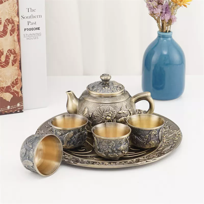 Antique Bronze Tea Set Simple Household Kung Fu Tea Set Chinese Gift Box High-end Arabic Turkish Tea Pot - Image 2