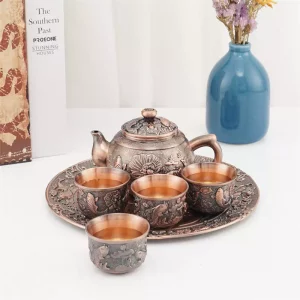 Chinese 6pcs teaware sets Tea Trays Teapots 4 teacups japanese teapot glass tea pot tray kung fu peony tea pu’er business gifts