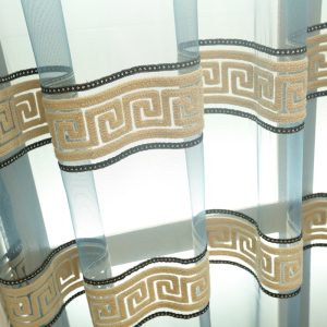 Chinese style custom curtain cotton and linen fabric Mosaic blackout curtains jacquard finished products for the living room