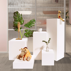 Column floor white paint display stand wooden clothing store island cabinet showcase flower shop