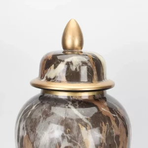 Custom Home Hotel Decorative Big Large Tall Elegant Texture Ceramic Gold Ginger Jar Vase