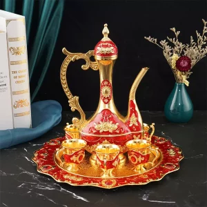 European Style Retro Wine Set Home Wedding Metal Flagon Tray Set Decoration