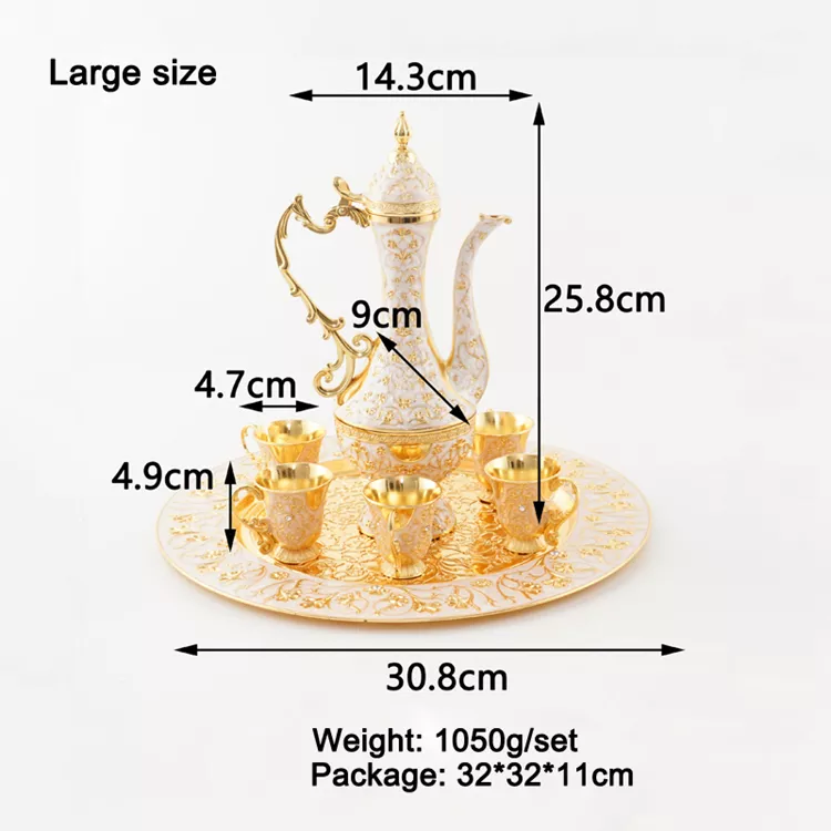 European Style Russian Retro Wine Set Home Wedding Coffee & Tea Set Metal Flagon Tray Wine Gift Set - Image 2