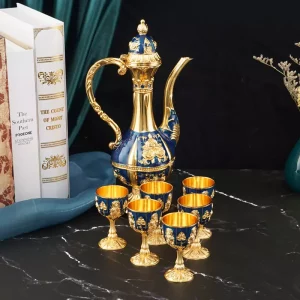 European alloy wine cup goblet white wine cup Russian wine pot alloy gold 6-piece set