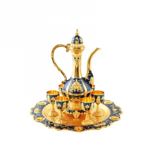 European alloy wine cup goblet white wine cup Russian wine pot alloy gold 6-piece set