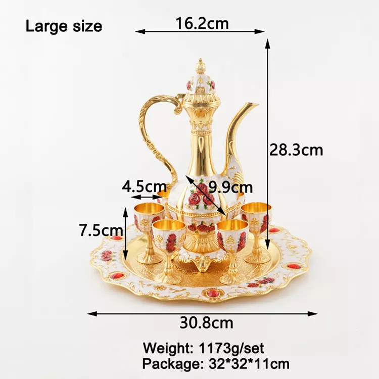Exquisite wine set European and American style palace style for home decoration restaurant hotel wine set Bottle Cup Tray - Image 3