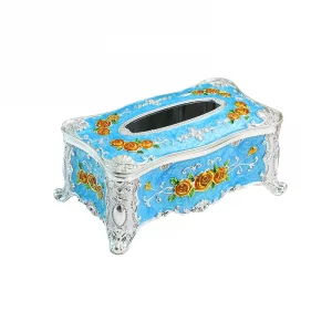 Fashion Home Decorative Accessories Tissue Enamel Flower Rose Plastic Tissue Box Cover