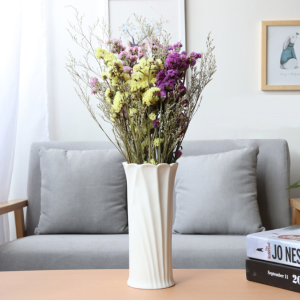 Leather Flower Vase, Boho Vase for Home Decor, Rustic Farmhouse Vase (White)