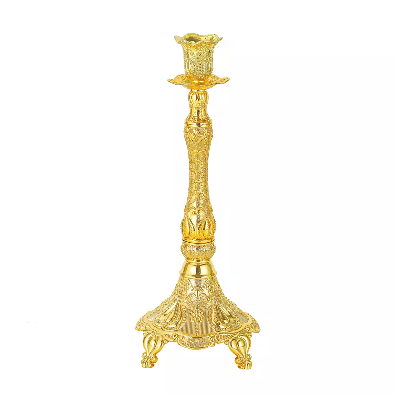 High Quality Elegant Metal Crafts Retro Long Stem Candle Holder Metal Candlestick