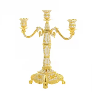 High Quality Gold Metal Candlestick Embossed Candle Holder Candelabra