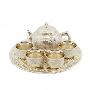 Home Simple Chinese Kung Fu Tea Set High-quality Gilt Silver Office Tea Utensils Chinese Wine Set Hip Pot Wine Cup
