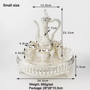Hot Selling Dubai Arabic Turkish Ramadan Coffee Wine Cup Sets Cast Iron Teapot Set With 6 Cups And Tray