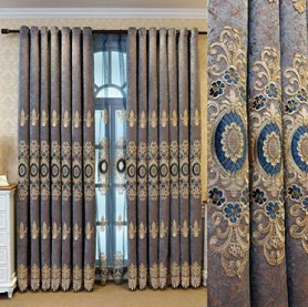 Luxurious European Chenille Embroidered Curtain Ready Made Embroidery Blackout Curtains For Living Room Dining Room