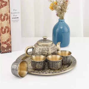 Metal Tea Set Dispenser Household Wine Jug Antique Gift Box Wine Set