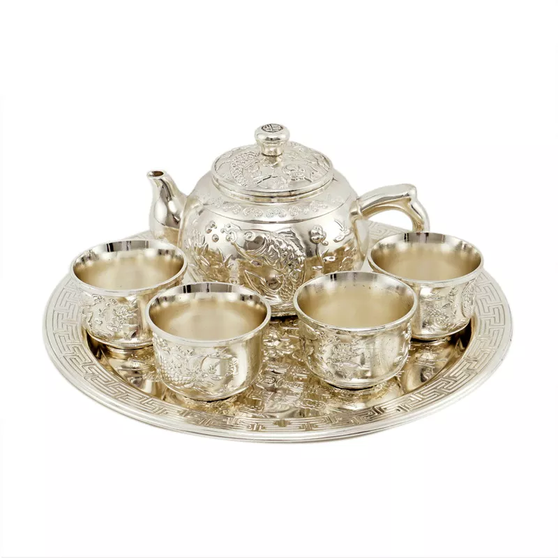 Pak Fook Tea Set Handmade Kettle Brewing Teapot Silver Outdoor Portable Teapot Set Tea Ceremony Exquisite Gift Kung Fu Tea Set