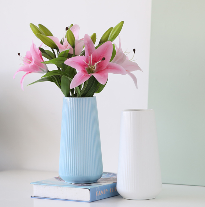 Modern nordic ceramic vase handcrafted white home decoration vases with gold luxury simple flower pot hotel office desktop decor