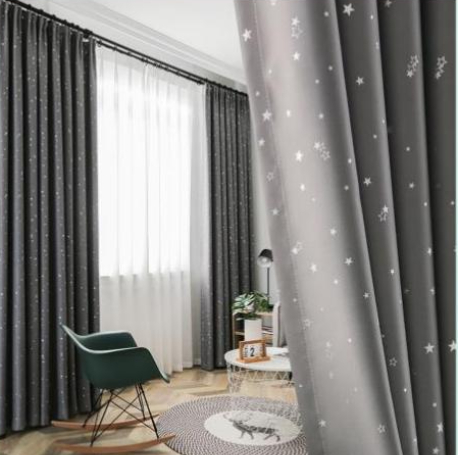 Shiny Stars Children Cloth Curtains For Kids Boy Girl Bedroom Living Room BluePink Blackout Cortinas Custom Made Drape