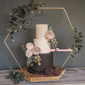 Wedding Couple Cake topper hexagon flower stand