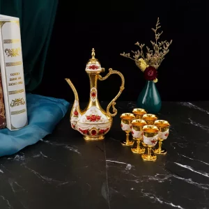 Wine set wine decanter pumpkin style hip flask cup for home bar metal wine cup set